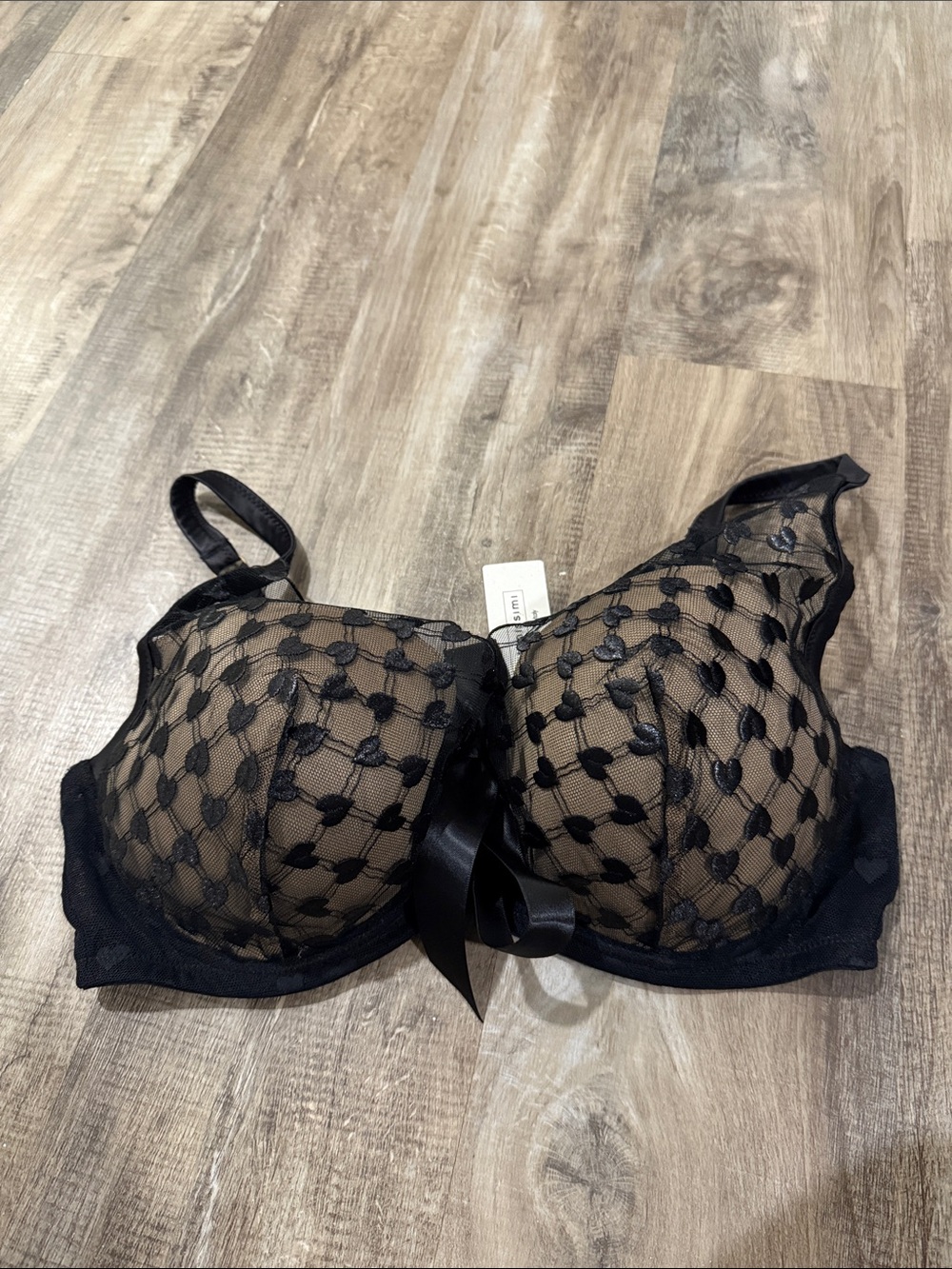 NWT initimissimi Sheer Dot Lace Underwire Bra - Black 36D